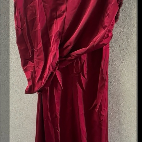 Red Ruched Maxi Gown for Wedding Guest - Picture 3 of 3